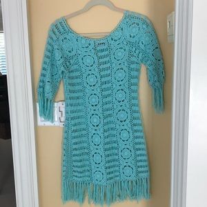 Letarte blue crochet cover up